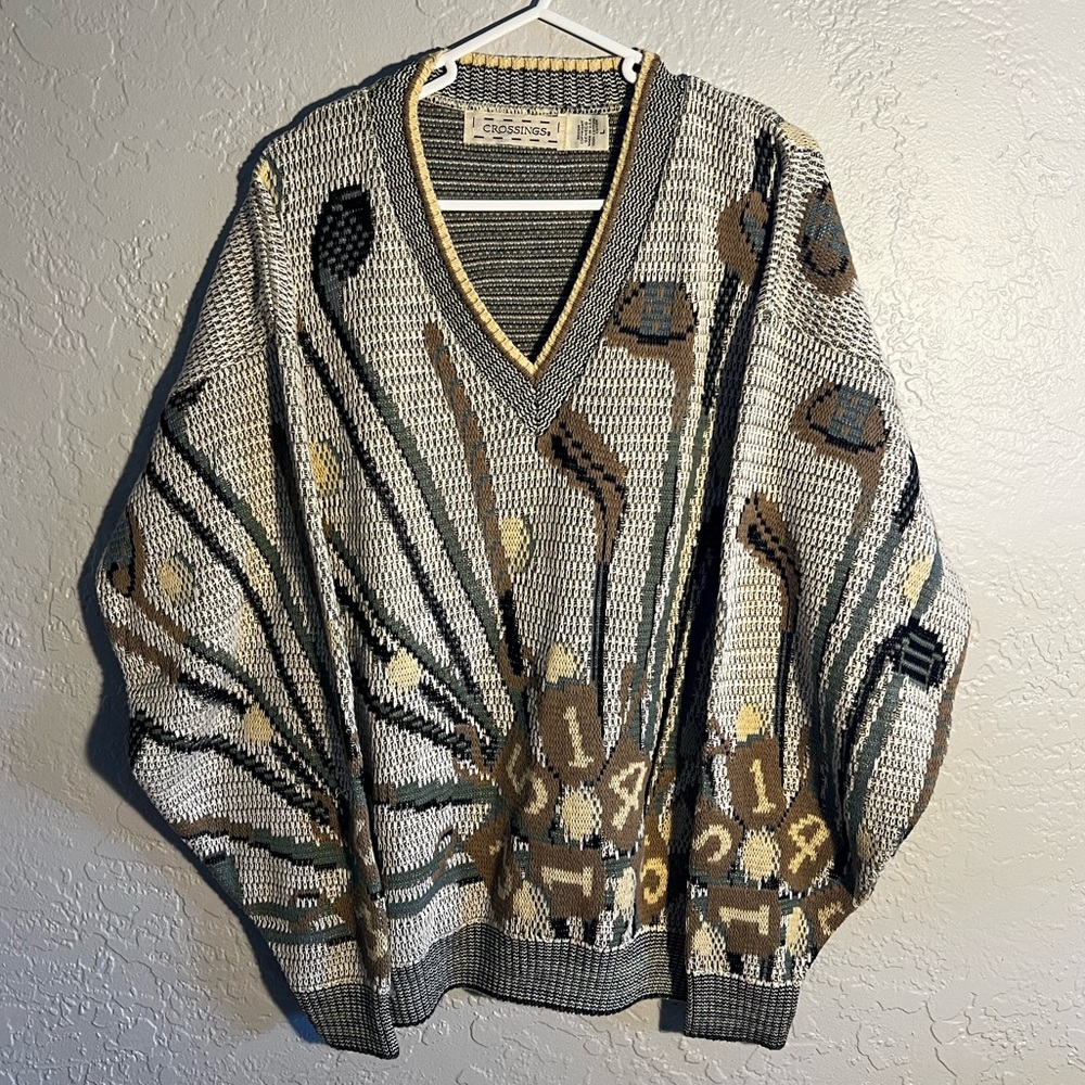 Vintage Cotton Knit Golf Sweater